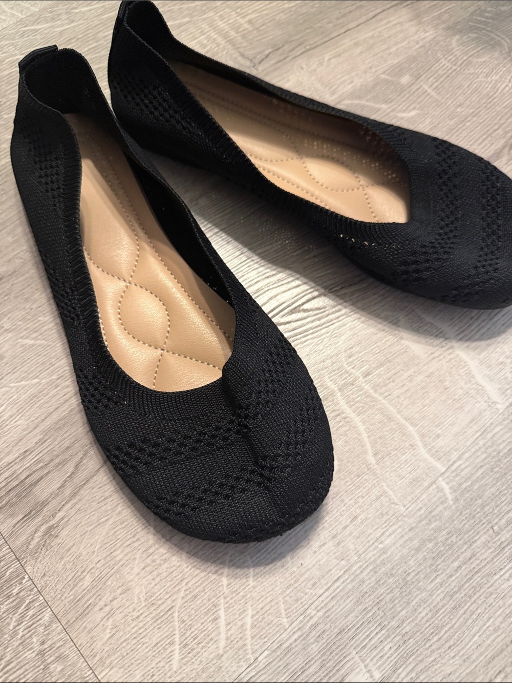 Black Knit Ballet Flats - Women's Comfortable Slip-Ons